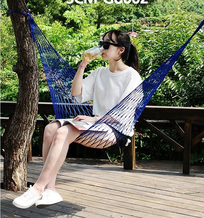 Single Style Nylon Rope Mesh Swing Camping Hammock