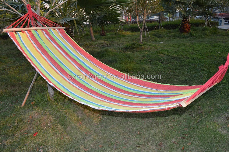 Leisure Canvas Wooden Pole bar hammock  2 Peoples Outdoor Camping Hammock