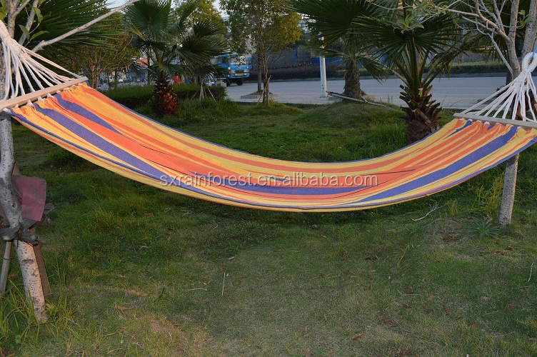 Leisure Canvas Wooden Pole bar hammock  2 Peoples Outdoor Camping Hammock