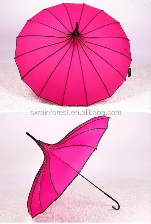 New Design 16 Ribs Lady Special Shape gift Pagoda Umbrella