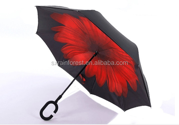 innovative Product fancy unique design C handle upside-down inverted umbrella