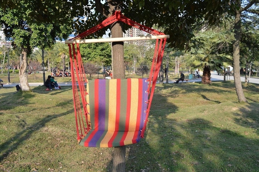 Padded Cotton Rope Hanging Hammock Swing Chair with arm rest