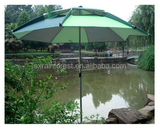 Wholesale big UV protection double layer outdoor windproof fishing umbrella