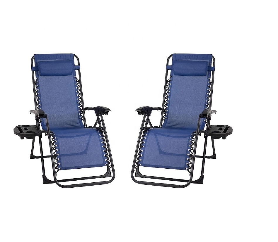 Zero Gravity Lounge Chair Patio Folding Adjustable Reclining Beach Chair with Cup Holder