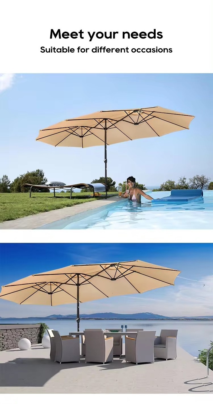 Large Sunshade Beach Macrame Garden Parasols Outdoor Commercial Patio Twins Umbrella