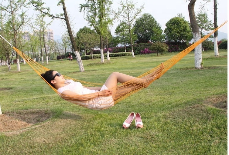 Single Style Nylon Rope Mesh Swing Camping Hammock