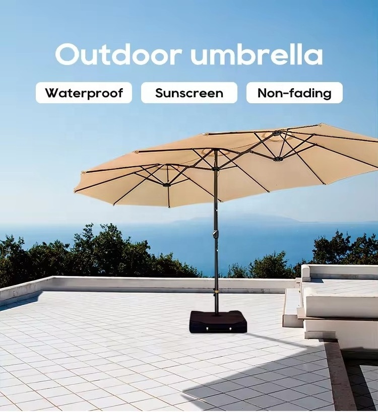 Outdoor Furniture Twin Patio Umbrella Garden Large Double-sided Umbrella Market Parasol Umbrella With Crank Three Triple Heads