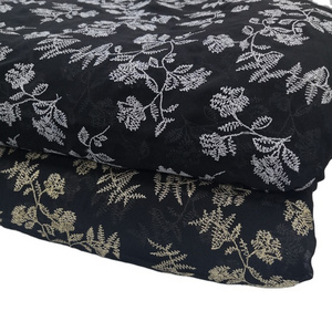 Manufacturer textile polyester woven flat embroidery chiffon fabric for women dress blouse