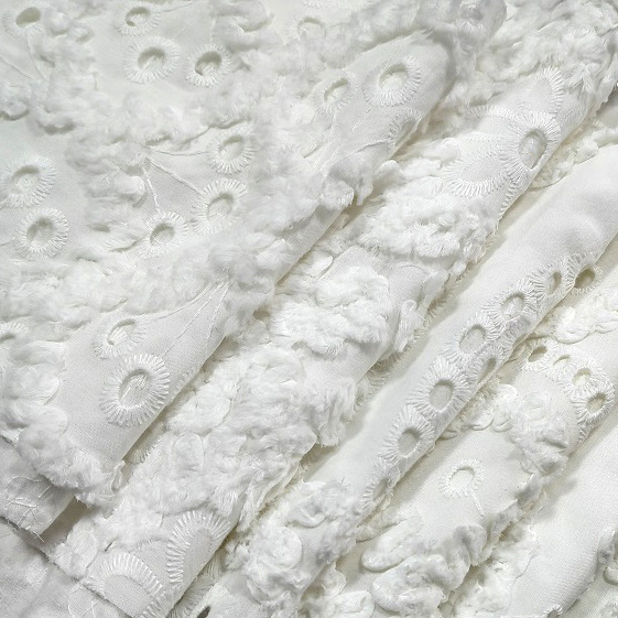 White color High Quality Eyelet Fabric Cotton Dry Lace Fabric 100 cotton Swiss Voile Cotton Embroidery Eyelet Fabric