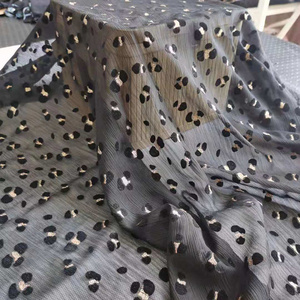 Elegant Animal style two tone  black gold Metallic flocking Hi-multi Yoryu chiffon Flocking fabric for Apparel