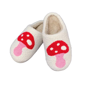 Wholesale Cute fuzzy Mushroom Slippers Slides Ladies Winter Indoor Flat Warm  Slippers