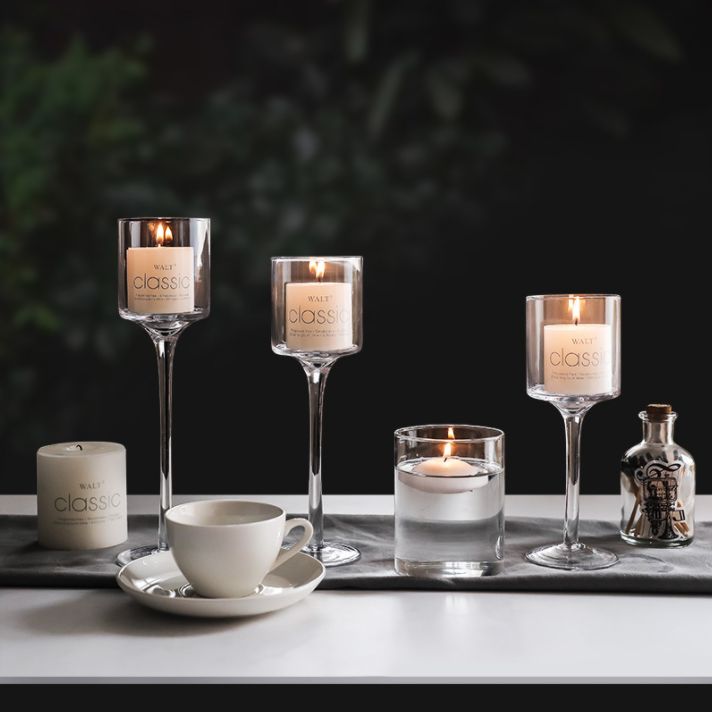 Wholesale Cheap Elegant Glass Set of 3 Tealight Table Decorative Floating Stem Candle Holder For Wedding