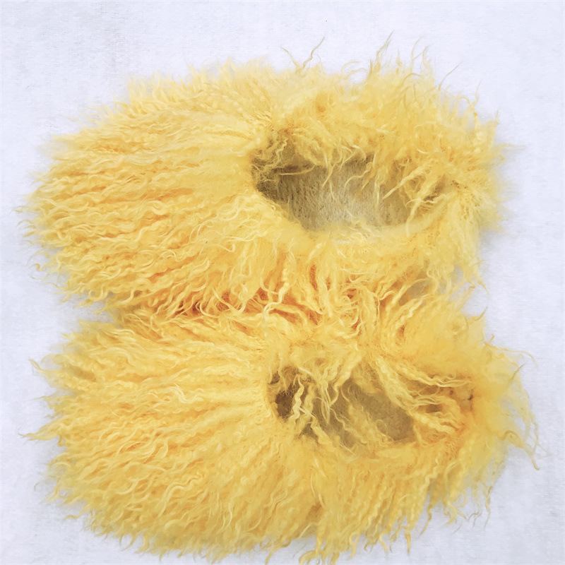 2023 Wholesale Popular Fuzzy Flat Fluffy Slide Fashion Soft And Sheep Faux Mongolian Wool Fur Slides Slippers