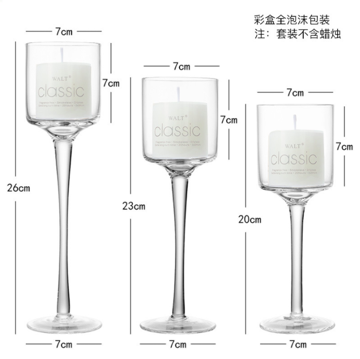 Tall Glass Candle Holder 3pcs One Set Clear Tea Lights Candle Holder For Table Wedding