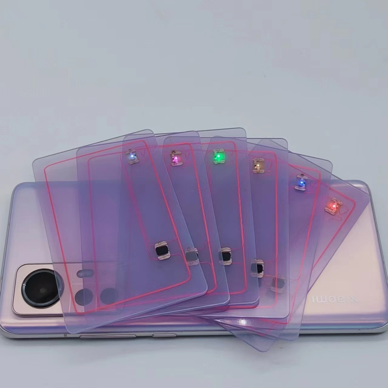 NTAG 213 215 216 NFC Card Transparent PVC Led Light for access control wristband card/ Credit Card Cashless Payment