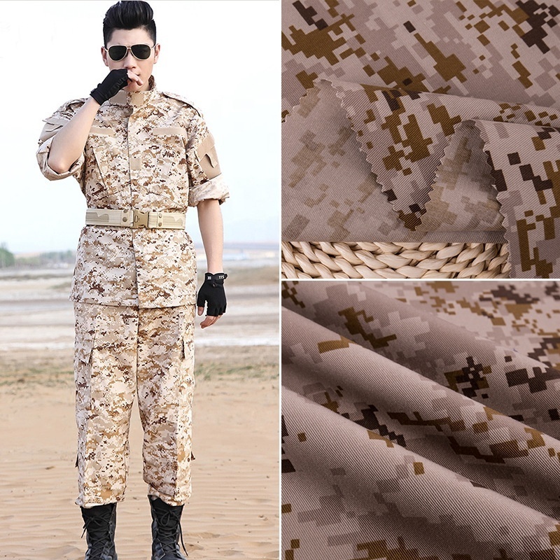 No MOQ Cheaper multicam pattern Polyester-cotton sateen twill printed camouflage fabric for desert training clothing