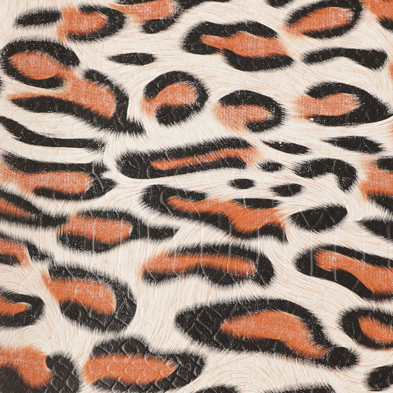 Marimekko Wholesale 265-295GSM 55 Inch 0.6MM Leopard Printed Faux Leather With Rayon Woven Fabric Leather Sheets For Crafting