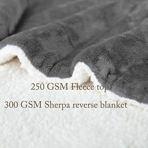 Wholesale Recycled Grey Minky Blanket Flannel Sherpa Fleece Reversible Throw Blanket Cozy Couch Sofa Bed Throw Blanket