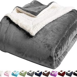 Wholesale Recycled Grey Minky Blanket Flannel Sherpa Fleece Reversible Throw Blanket Cozy Couch Sofa Bed Throw Blanket