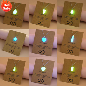 PAVA glow in the dark necklace Brown Message Card Waterdrop Star Luminous Heart Pendant moon glowing charm necklace Jewelry