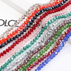 3/4/6/8mm Transparent Faceted Flat Round Glass Crystal Rondelle Loose Beads DIY Glass Crystal Beads for Jewellery Making