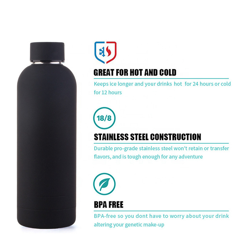 New custom small mouth insulated stainless steel thermos soft touch double-wall insulated water bottle