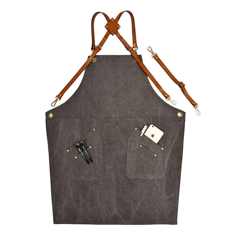 European and American denim canvas work apron 16A thickened fabric chef restaurant Barista men's and women's work clothes