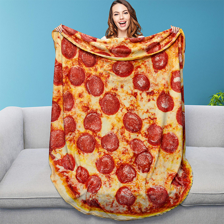 2020 New Printed Throw Novelty Design Round Flannel Fleece Polyester Tortilla Mexican Pizza Omelette Blanket For Kids