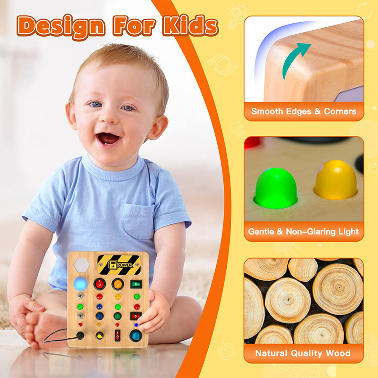 New Busy Board Montessori Toys Educational Toddler Pluggable Wires Wooden Sensory Board Switch Toy for Toddler