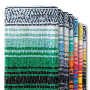 Factory Directly Large Assorted Bright Colors Portable Bulk Soft Woven Throw Blanket Camping Picnic Mexican Wool Blankets