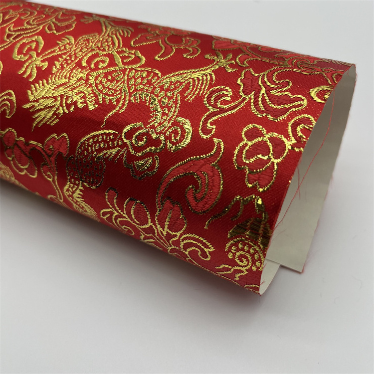 Chinese style nylon-polyester jacquard fabric composite paper for handbag packaging