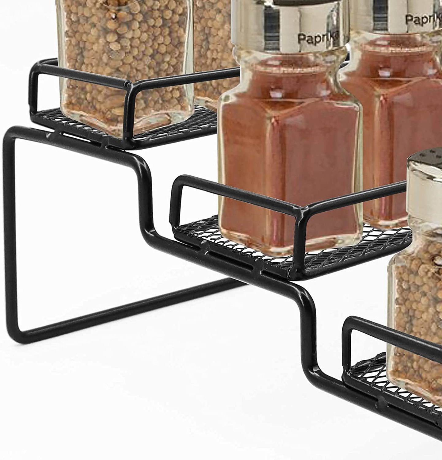 Expandable 4 Tier Spice Jar Shelf Rack Organizer for Cabinet Pantry and Countertop