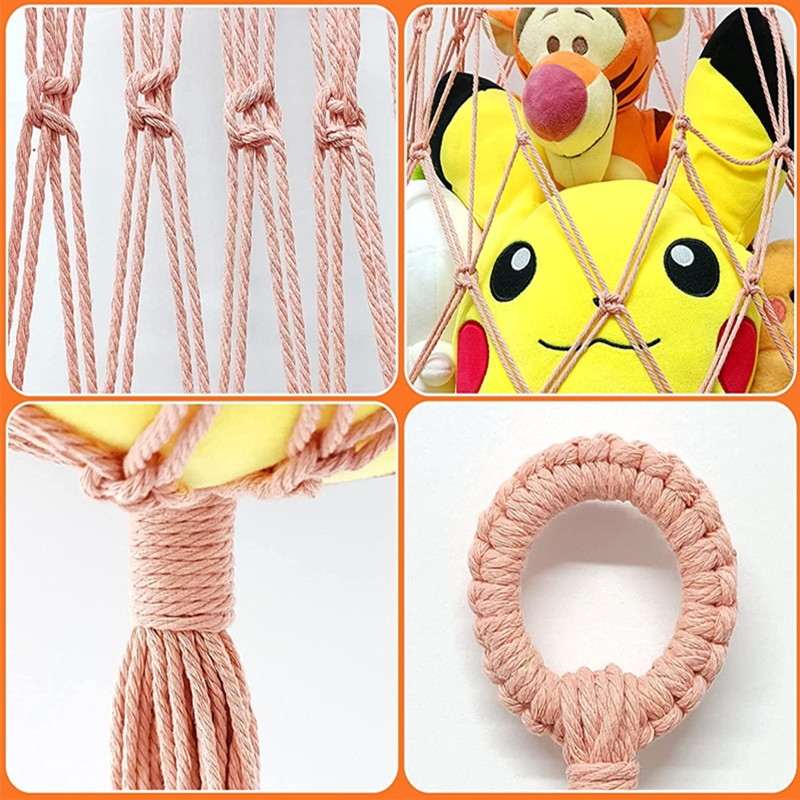 High Quality Mesh Net Macrame Woven Stuff Animal Storage Toy Display Hanging Corner Toy Hammock