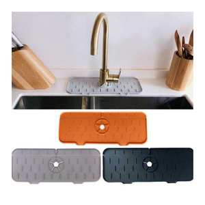 Customized Color Silicone Kitchen Faucet Sink Splash Guard Handle Drip Catcher Tray Mat For Kitchen