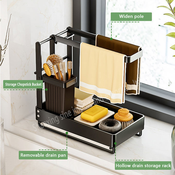 New stainless steel kitchen rollout caddy under sink organizer kitchen Foldable sponge holder sink caddy