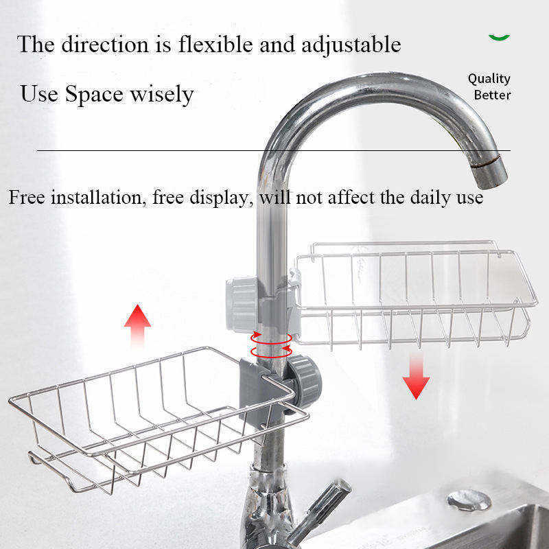 Hot selling Stainless Steel Sponge Holder for Kitchen Sink Sponge Holder Over Faucet Kitchen SInk Caddy Organizer