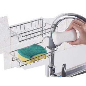 Hot selling Stainless Steel Sponge Holder for Kitchen Sink Sponge Holder Over Faucet Kitchen SInk Caddy Organizer