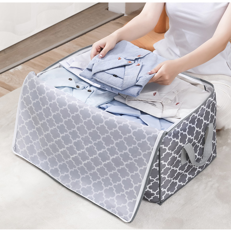 Printed waterproof Portable Large Blanket Bag Clothes Organization Storage Containers for Bedding Foldable Quilt Storage Bag