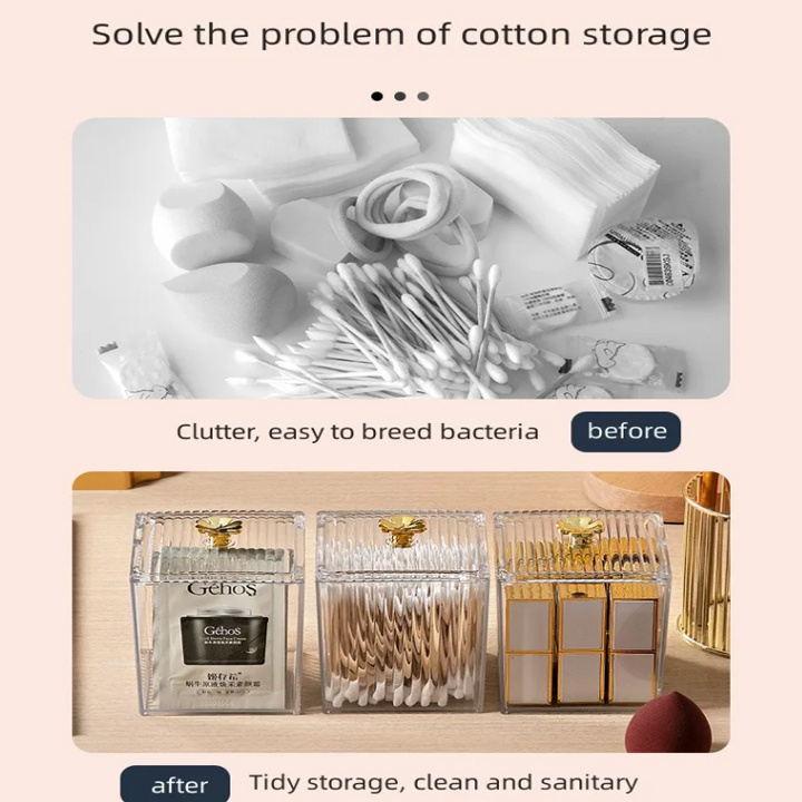 Wholesale High Quality Dustproof PET Makeup Remover Cotton Storage Holder Container Cosmetics Holder Cotton Pads Holder