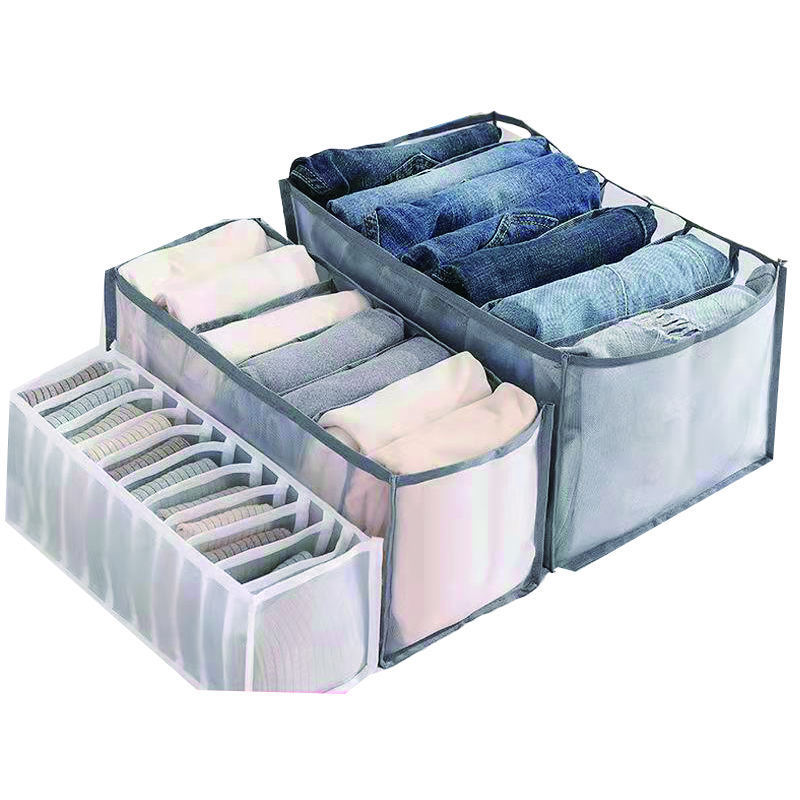 2023 New Clothes Storage Box Separation Bag Jeans Split Box Wardrobe Clothes Organizer Closet Drawer Divider Storage