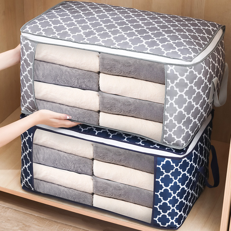 Printed waterproof Portable Large Blanket Bag Clothes Organization Storage Containers for Bedding Foldable Quilt Storage Bag