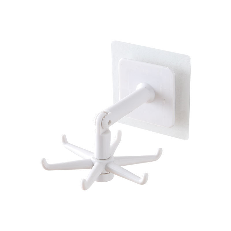 High Quality Plastic ABS White 360 Degree Rotating Hanger Wall Hooks Rotating Folding Hook For Kitchen And Bathroom