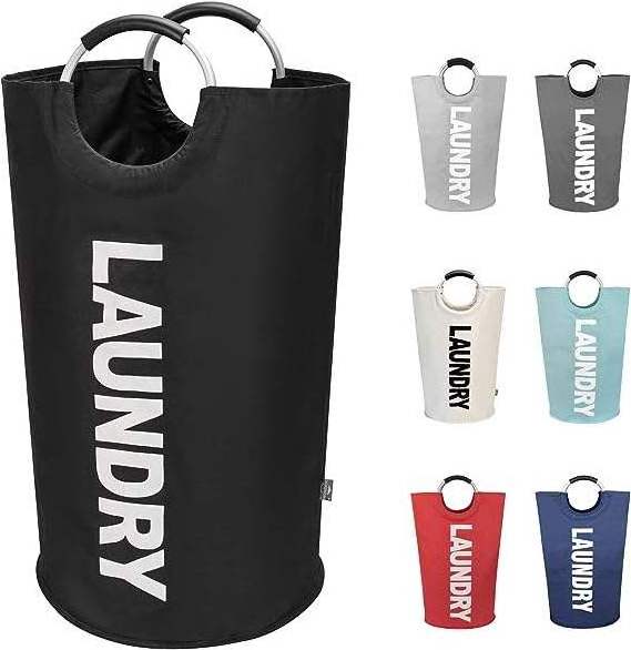 Wholesale Large Foldable Washing Bin Laundry Bag Clothes Hampers For Laundry Hamper with Aluminum Handle