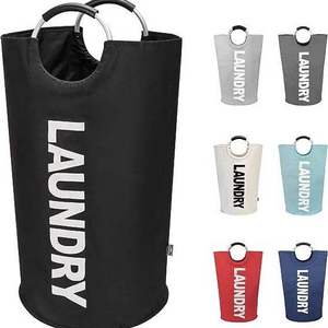 Wholesale Large Foldable Washing Bin Laundry Bag Clothes Hampers For Laundry Hamper with Aluminum Handle