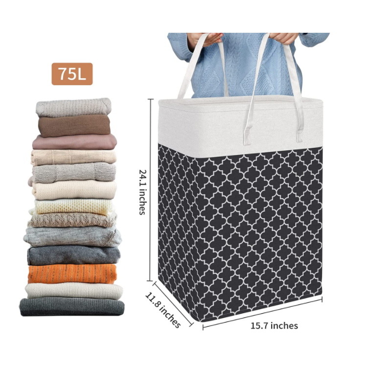 75L Long Handles waterproof durable collapsible dirty clothes laundry basket bathroom laundry organizer