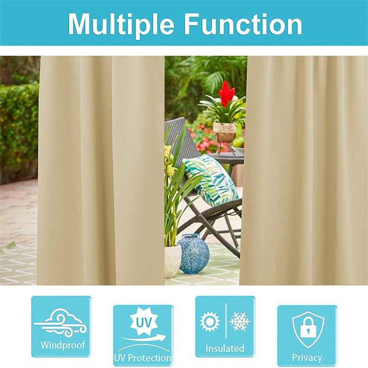 Outdoor Curtains Blackout Waterproof Outside Curtains for Porch Pavilion Gazebo Weatherproof Wind Resistant Curtains for Patio