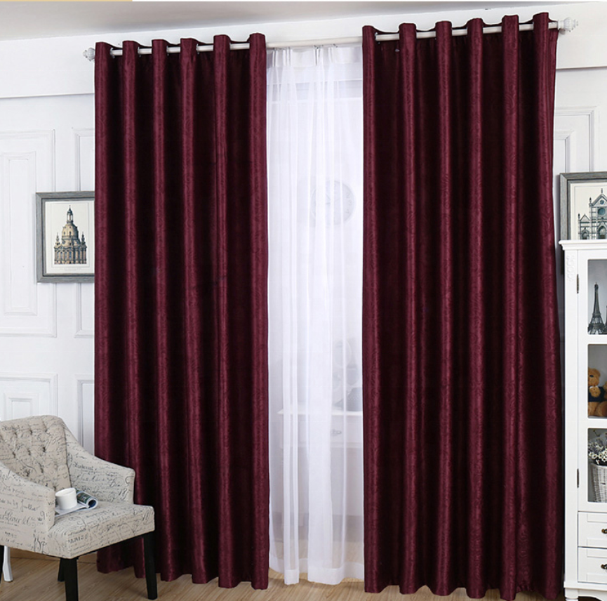 luxury solid jacquard blackout plush faux suede curtain