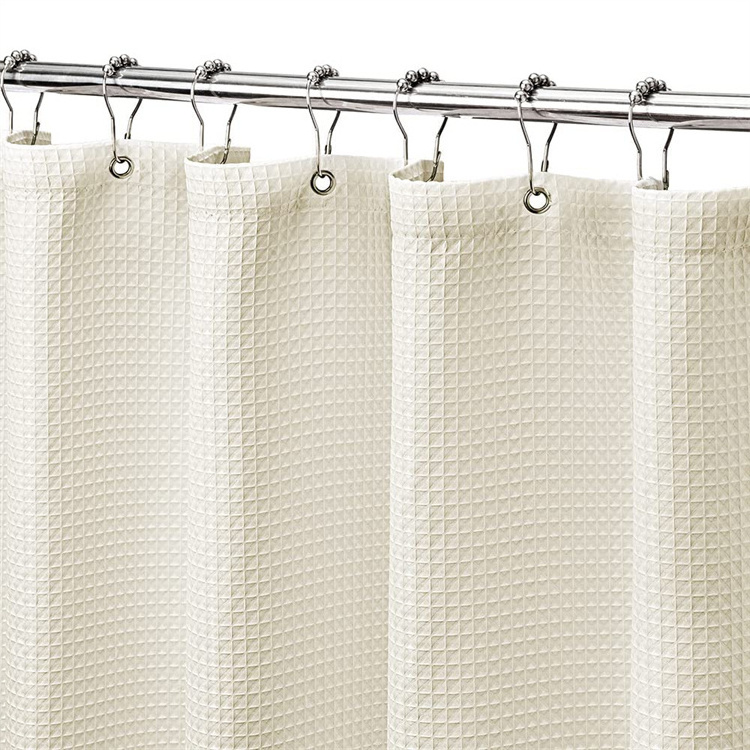 Ready Made Luxury Bathroom Curtain Heavyweight Waffle Weave Waterproof Fabric Shower Curtain for Bathroom and Bathtubs Spa Hotel