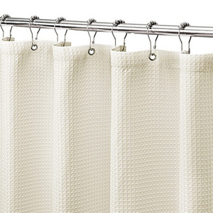 Ready Made Luxury Bathroom Curtain Heavyweight Waffle Weave Waterproof Fabric Shower Curtain for Bathroom and Bathtubs Spa Hotel