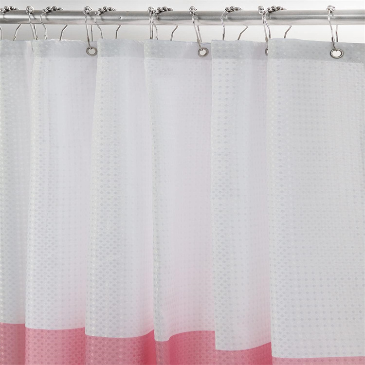 72 X 72 inches Pink Shower Curtain Waffle Woven Textured Hotel Heavy Duty Fabric Waterproof Lining Bathroom Curtains